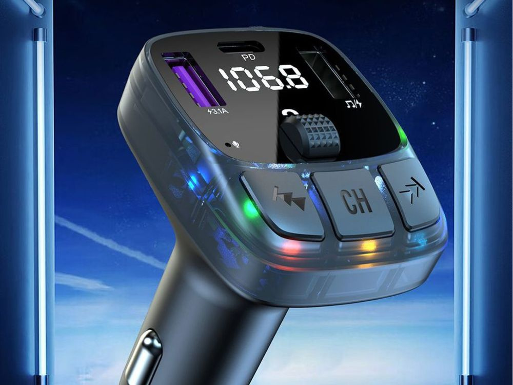 Transmitter fm mp3 estaw speakerphone 2xUSB + USB c bluetooth 5.3 LCD 12v (2)