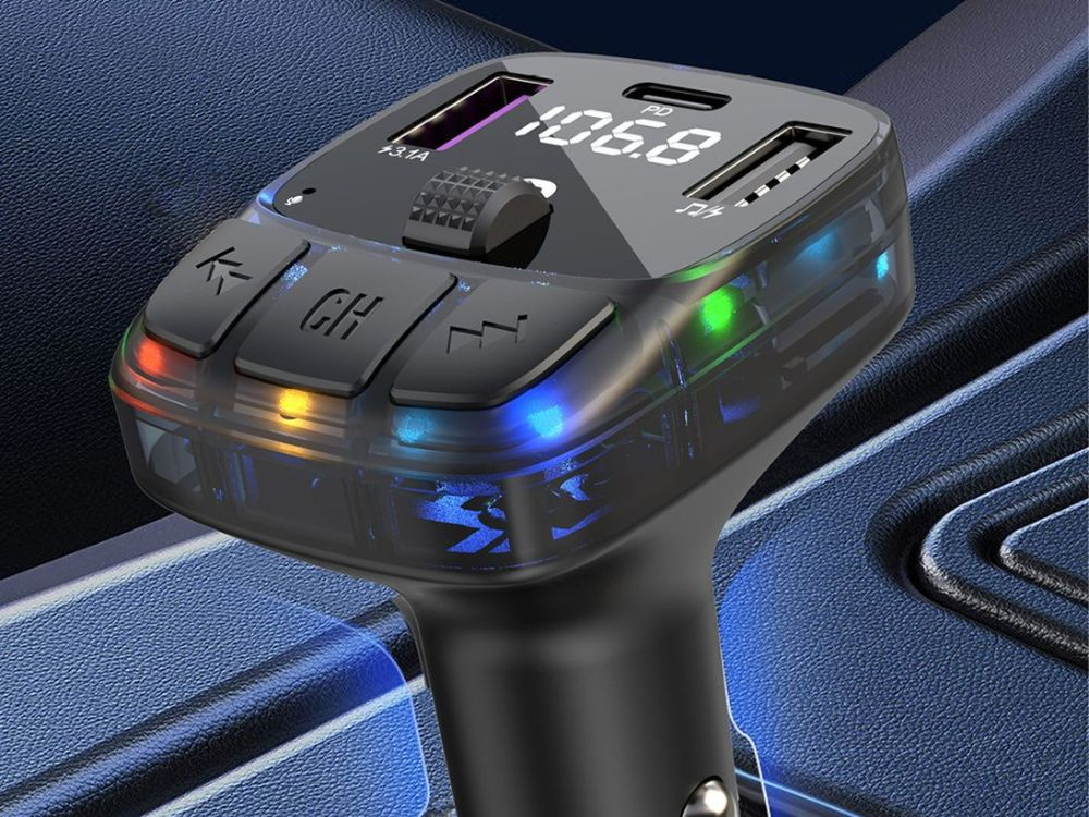 Transmitter fm mp3 estaw speakerphone 2xUSB + USB c bluetooth 5.3 LCD 12v (3)