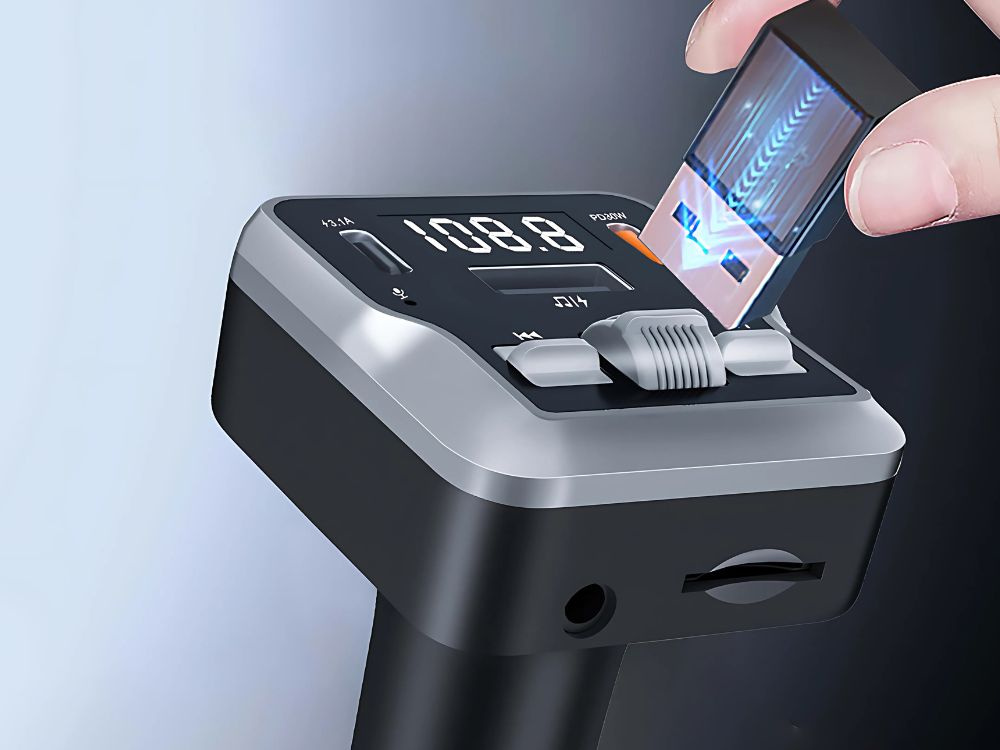 Bluetooth 5.3 FM Transmitter for Car, Hands-Free Kit with USB-C and USB-A Charger (2)