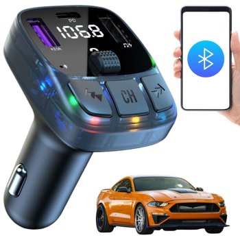 Transmitter fm mp3 estaw speakerphone 2xUSB + USB c bluetooth 5.3 LCD 12v