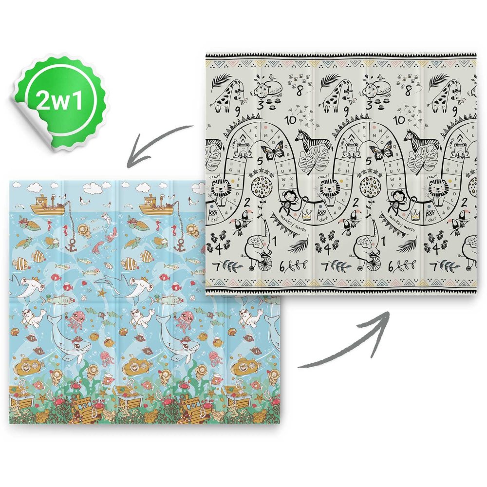 Kids Folding Foam Mat Nukido NK-340, Ocean-safari (2)