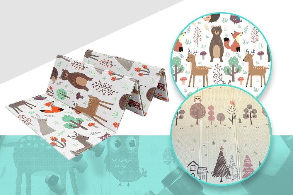 NICEKIDS Double-sided Foldable XPE Foam Play Mat Pad Rug for Kids, 200x150cm, Forest (6)