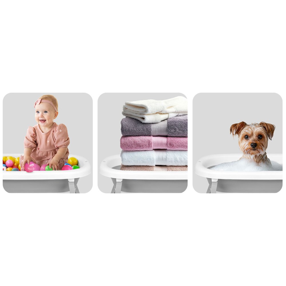 Foldable Baby Bathtub with Thermometer and Newborn Support Ricokids RK-287, white-grey (3)