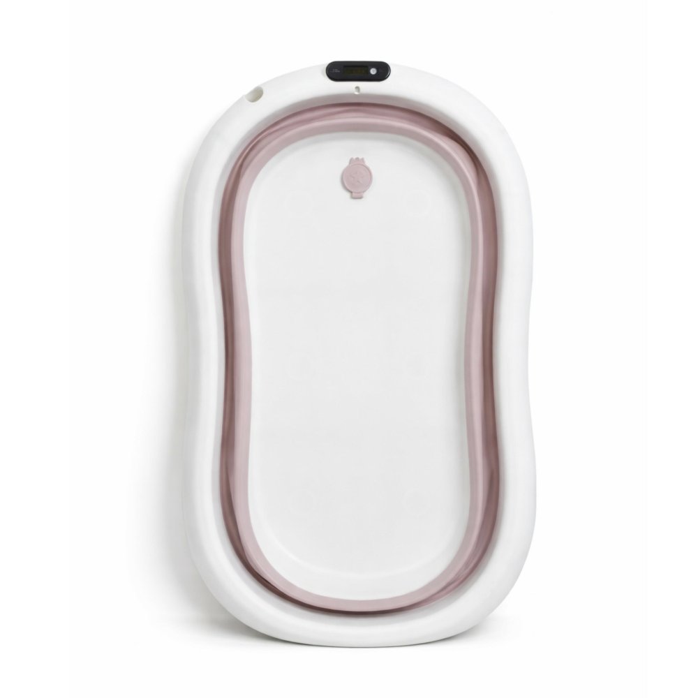 Foldable Baby Bathtub with Thermometer and Newborn Support Insert, Pink (1)