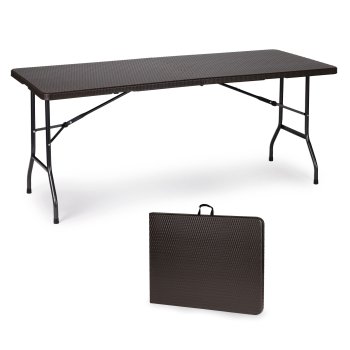 MultiGarden 6 Foot Folding Table, Rattan Style for Outdoor Catering and Banquets