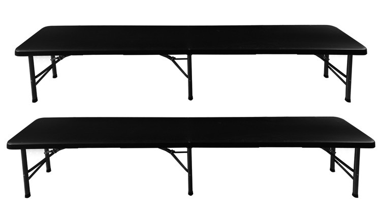 Folding Garden Picnic Household Table + 2 Benches, 180x74x74 cm, Black (0)