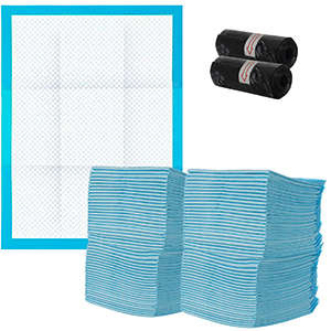 Absorbent Puppy Training Pads 100 Count + Poop Bags (3)