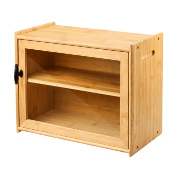 2-Tier Bamboo Bread Box, Large Capacity Bread Holder for Kitchen Countertop Storage