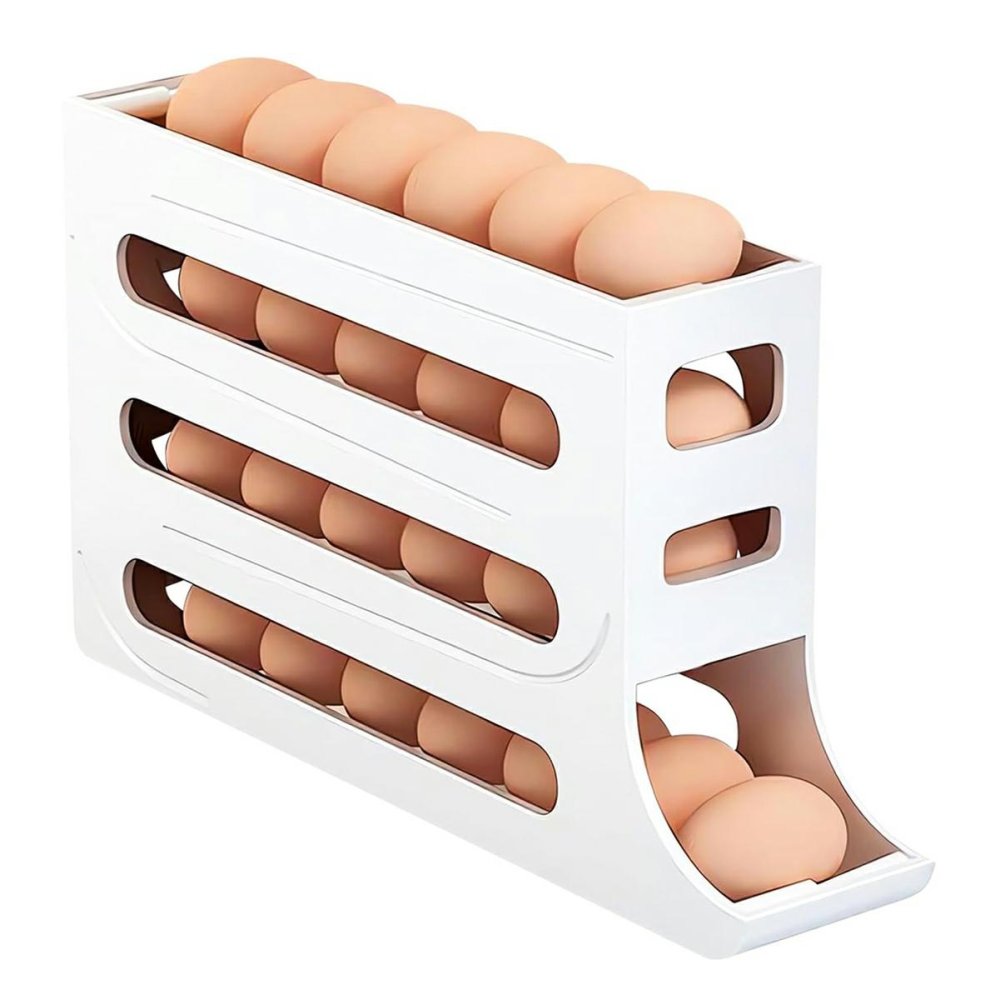 Rolling Egg Dispenser for Refrigerator, 30-Egg Holder, White (0)