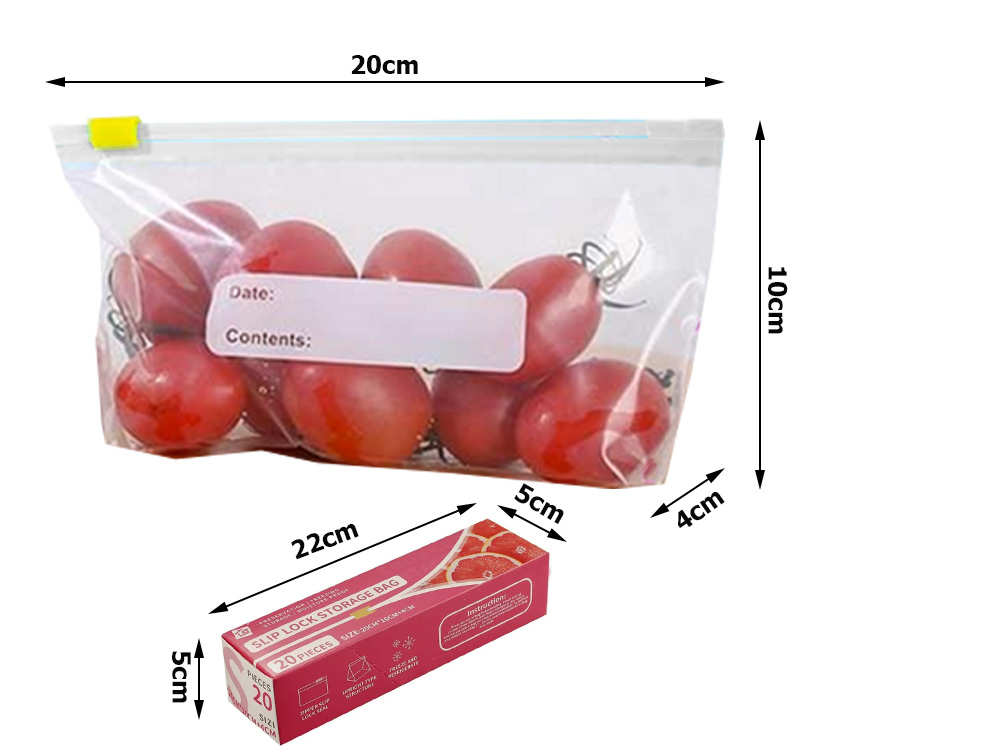 Reusable Plastic Zip Lock Food Bags, 600 ml, 20 pcs (0)