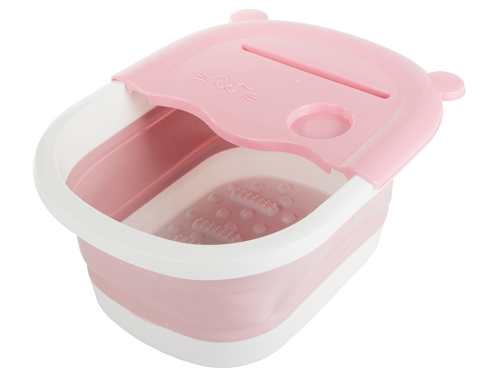 Folding Multifunctional Foot Feet Bath Massager, Pink (2)
