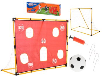 Portable Folding Football Soccer Goal, Target Practice Banner Sheets + Ball and Pump