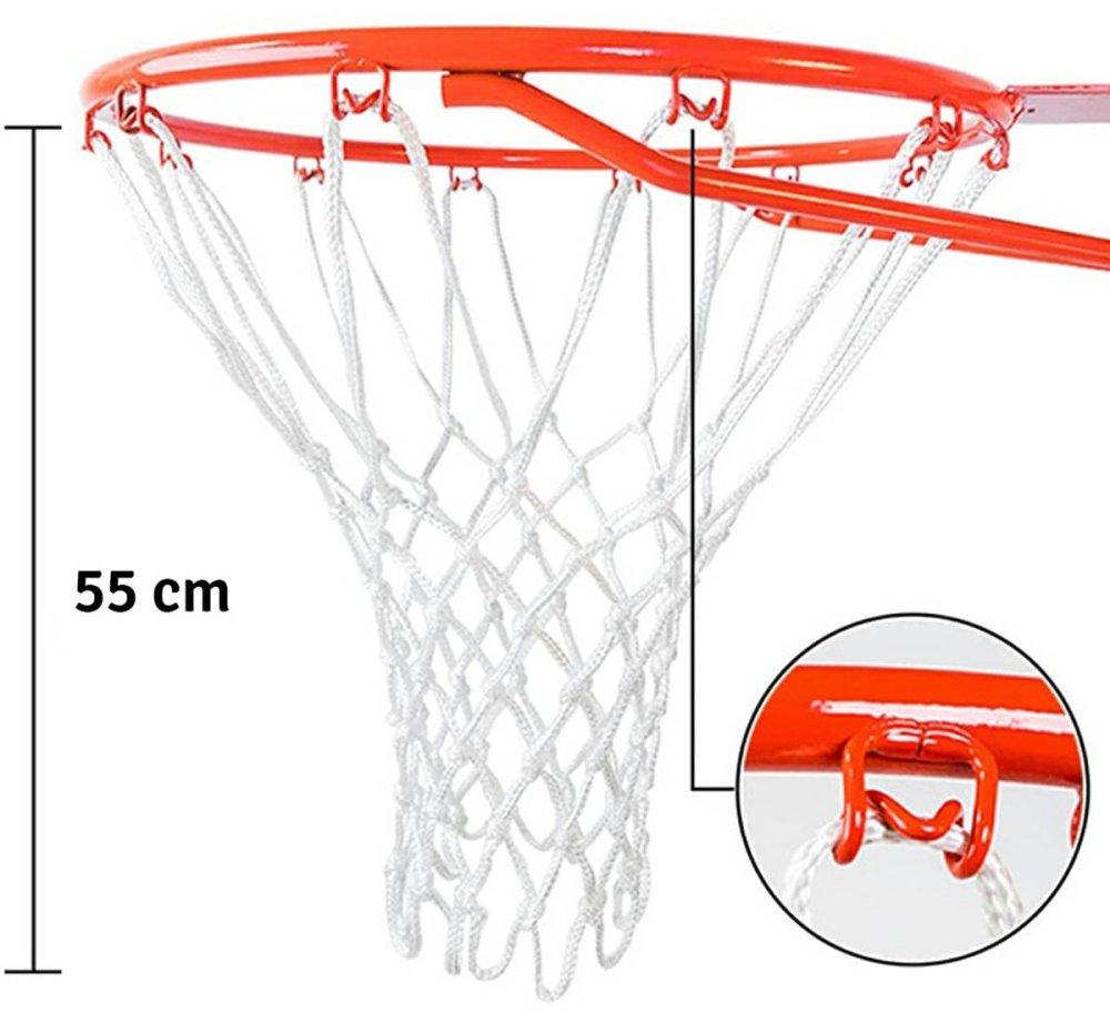 Basketball Hoop Net with 12 Hooks, White (1)