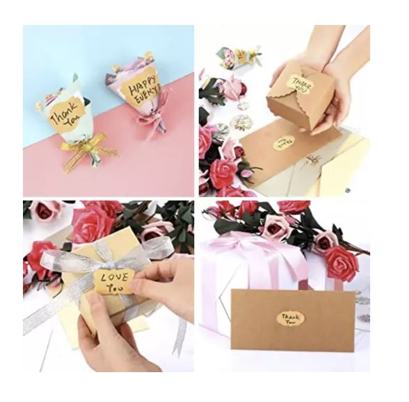 Self-Adhesive Labels, 300 Pcs, 3×5 cm, Brown (8)