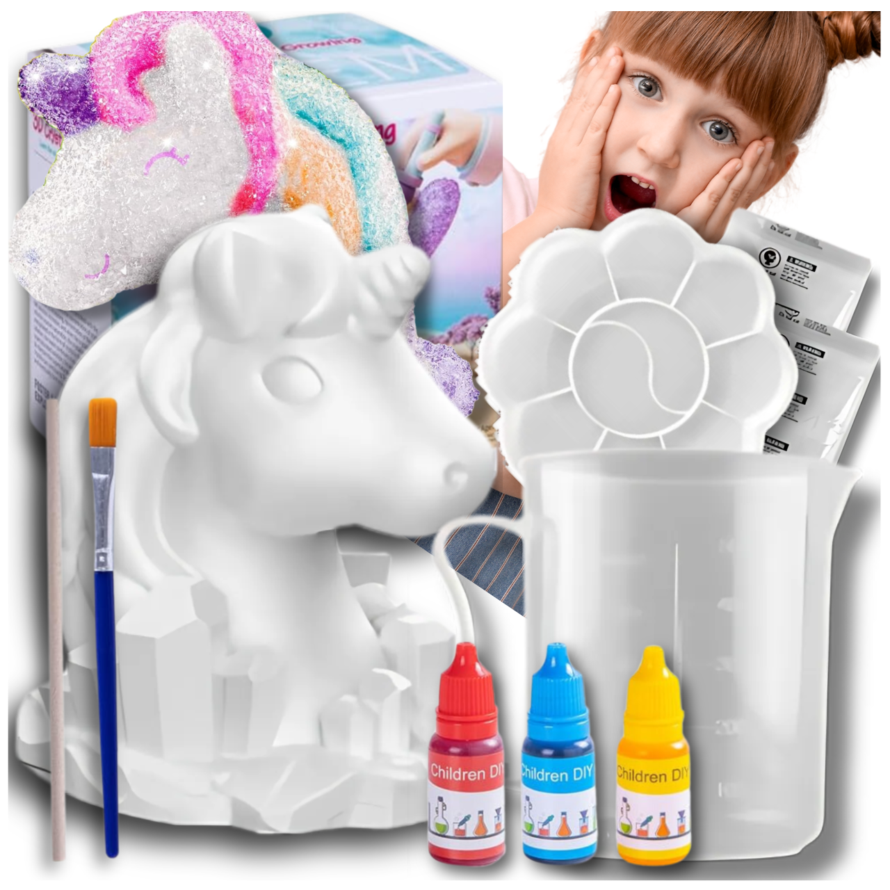 Unicorn Crystal Growing Kit DIY Painting Craft Set for Kids