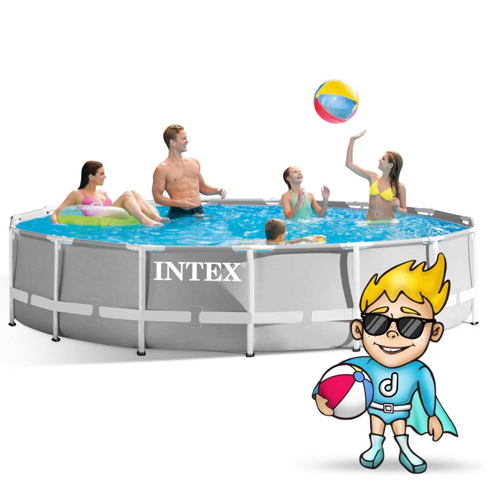 INTEX 26724 Metal Frame Pool Set 457 x 107 cm, 12-in-1, Grey (0)