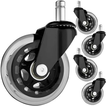 Rubber Office Chair Casters, 5 pcs, Malatec 22077, 11 mm Stem