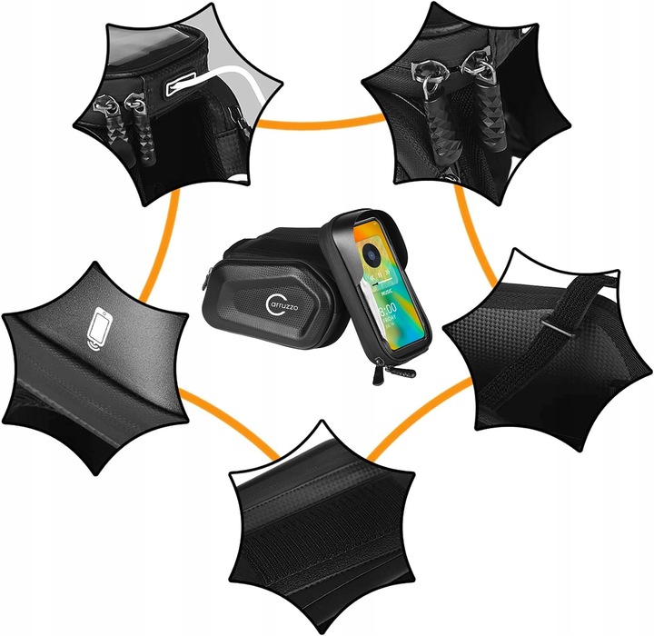 Carruzzo Waterproof Double Bike Frame Bag with Phone Holder (1)