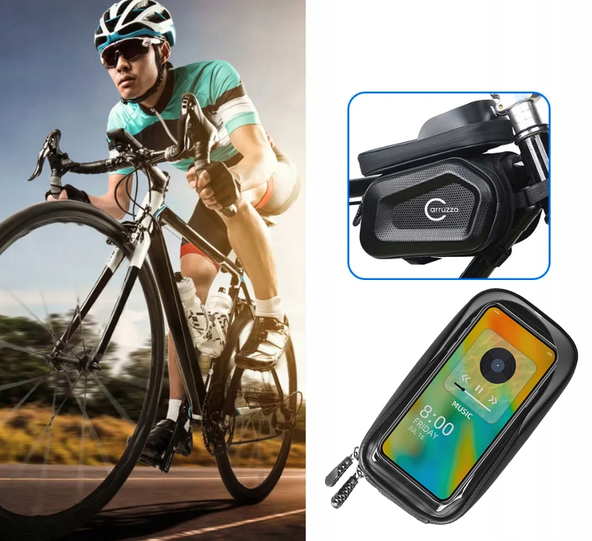 Carruzzo Waterproof Double Bike Frame Bag with Phone Holder (6)