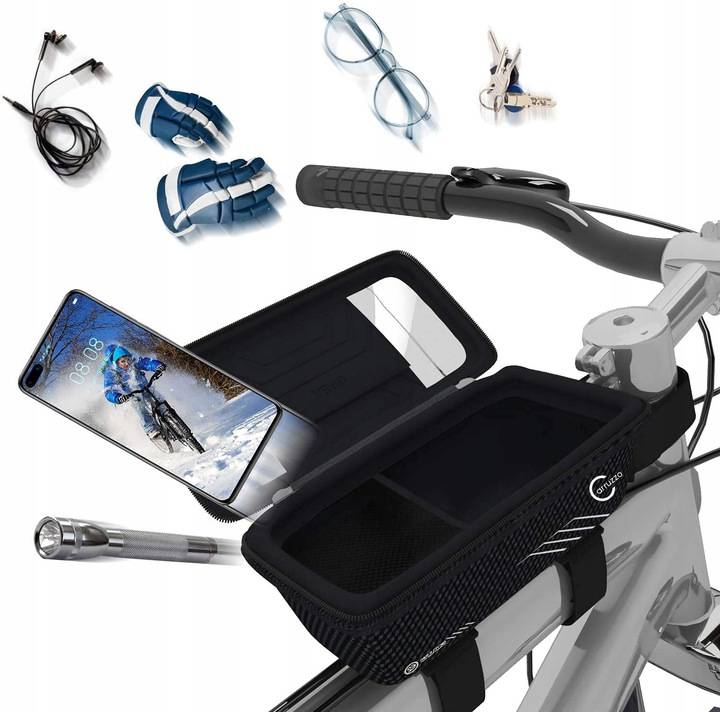 Carruzzo Bike Frame Bag with Touchscreen Phone Holder Waterproof 1L (8)