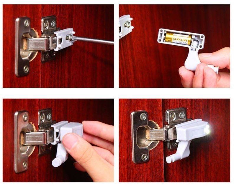 Furniture Hinge LED Sensor Light Cabinet Cupboard Closet Wardrobe Battery-powered Lamp, Set of 10 (0)