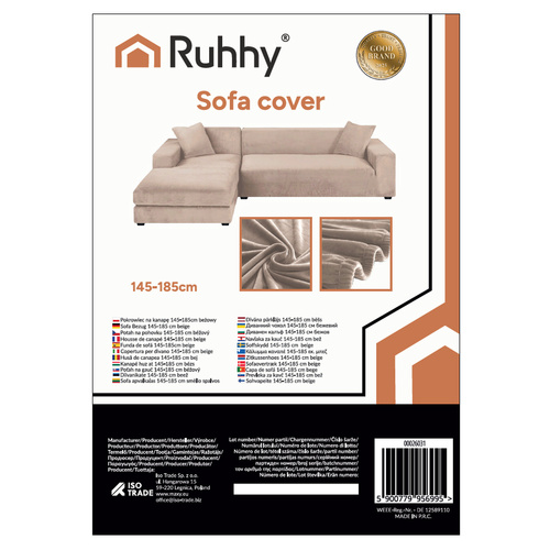 Ruhhy Stretch Corner Sofa Cover 145-185cm, Beige 26031 (2)
