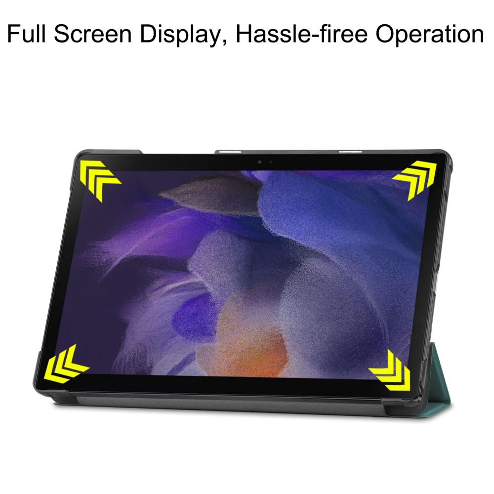 Samsung Galaxy Tab A8 10.5 (2021) (2022) (SM-X200/X205) Trifold Stand PU Leather Hard Protective Cover Case, Green (0)