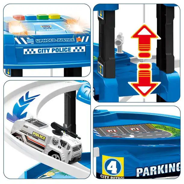 Police Station Toy Garage Playset XXL 5 Levels with City Play Mat 82 Pieces (2)