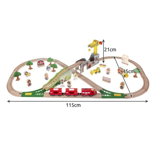 Kruzzel 22495 Wooden Train Set with Track, 57 Pieces (2)