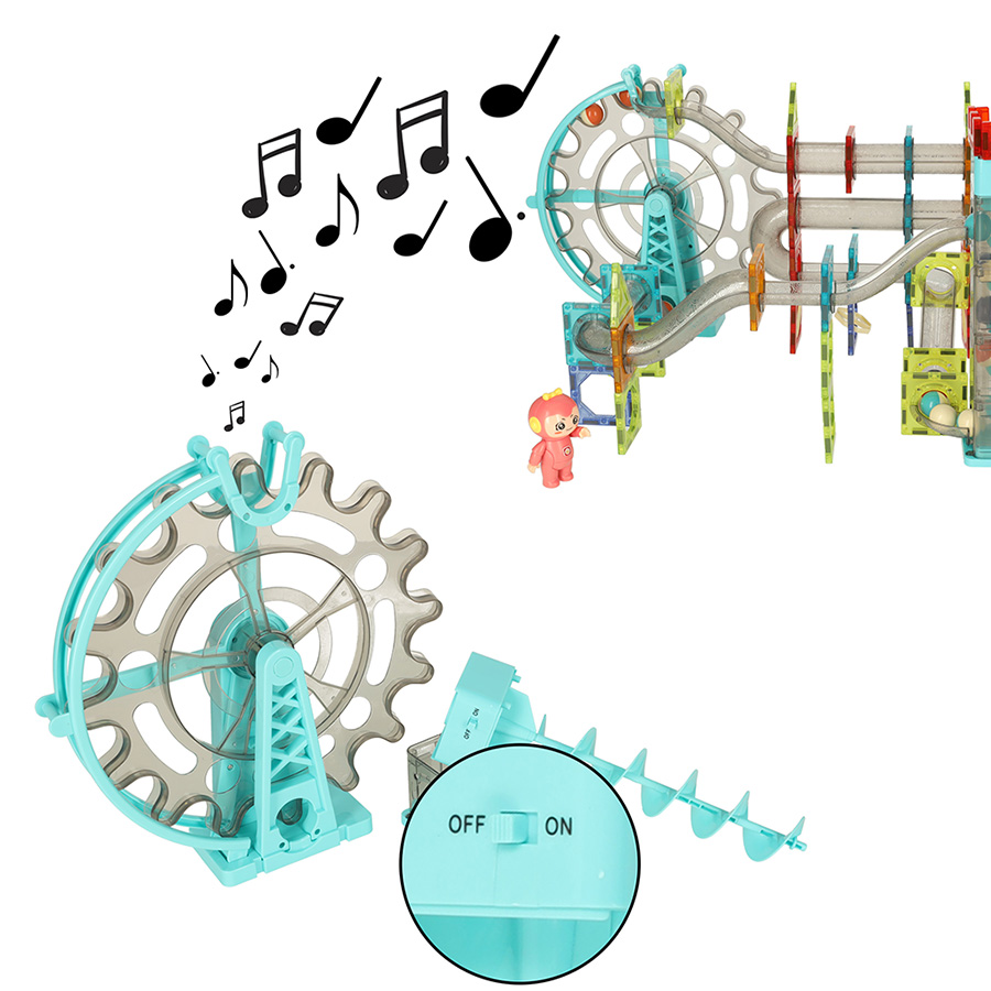 Magical Magnet Blocks Bricks Educational Building Toy + Ball Track with Sound Music, 118 elements (2)