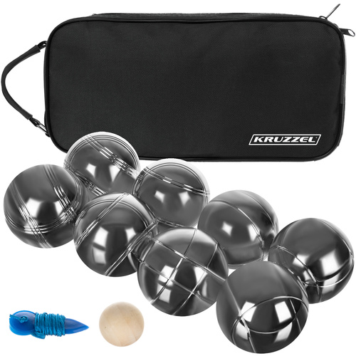 Boules Petanque Set with 8 Metal Balls and Carry Case KRUZZEL 22915