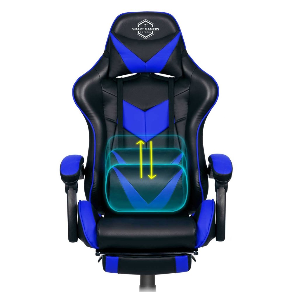 Ergonomic Gaming Chair Sofotel Cerber with Footrest, Black - Blue (2)