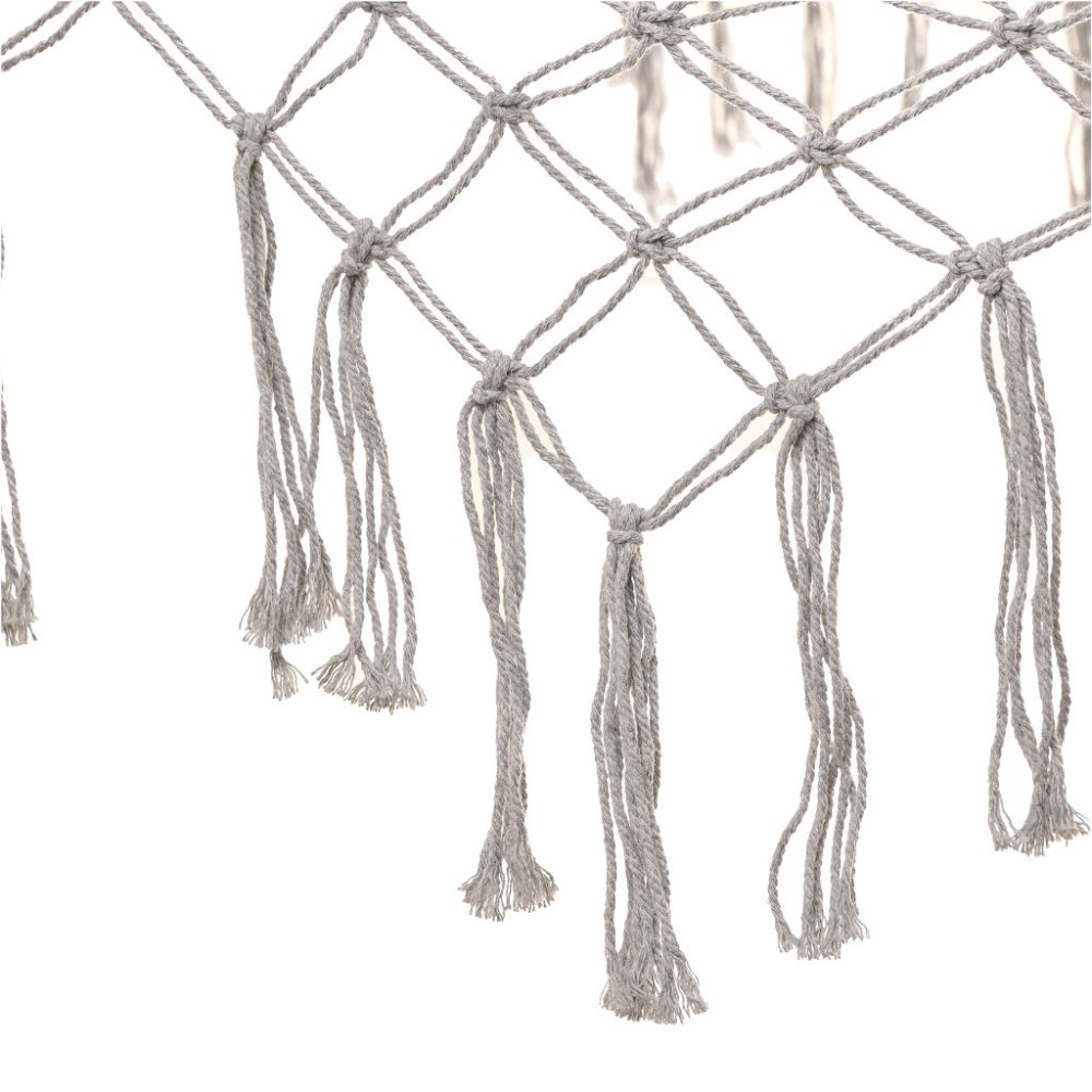 Boho Garden Mesh Hammock with Fringe Tassels 200cm, Grey (3)