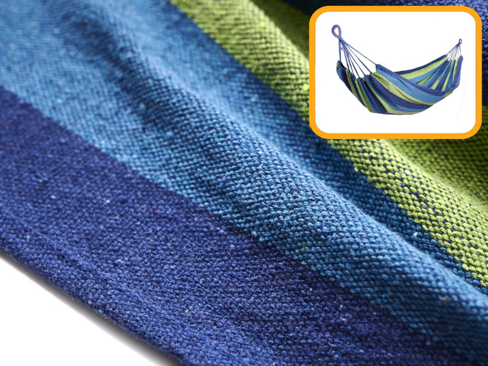 Garden Home Single Hammock with Mounting Kit Set - 200x100 cm, Blue-Green (0)