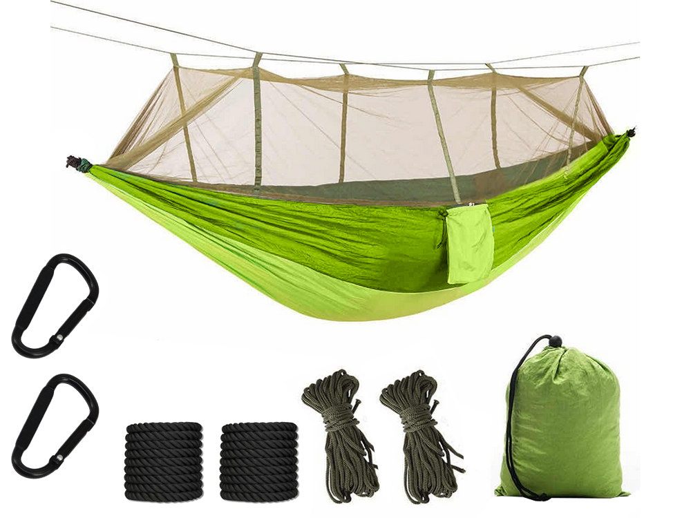 Travel Hammock with Mosquito Net – Lightweight, Carry Bag, Green (1)