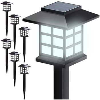 Gardlov 25421 Solar Garden Lights Set of 6, Waterproof Stake Lights, Cool White