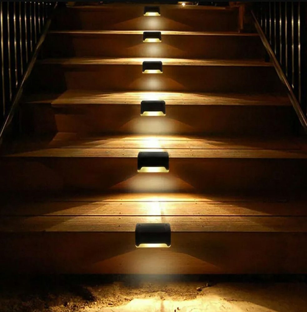 4 Pcs Solar LED Deck Lights Outdoor Path Garden Pathway Stairs Step Fence Lamp (6)