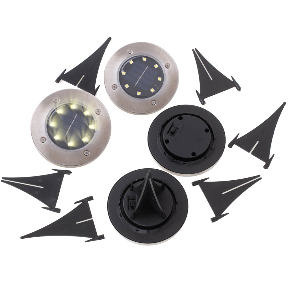 Solar Outdoor Ground Lights Garden Path with 8 LEDs, Warm White, 4 pcs. (1)