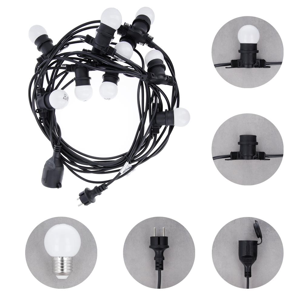 Outdoor Lights Decoration Balls Festoon Lighting 12m + 10 G45 Bulbs (White) (0)