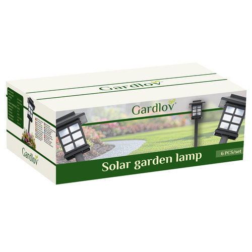Gardlov 25421 Solar Garden Lights Set of 6, Waterproof Stake Lights, Cool White (0)