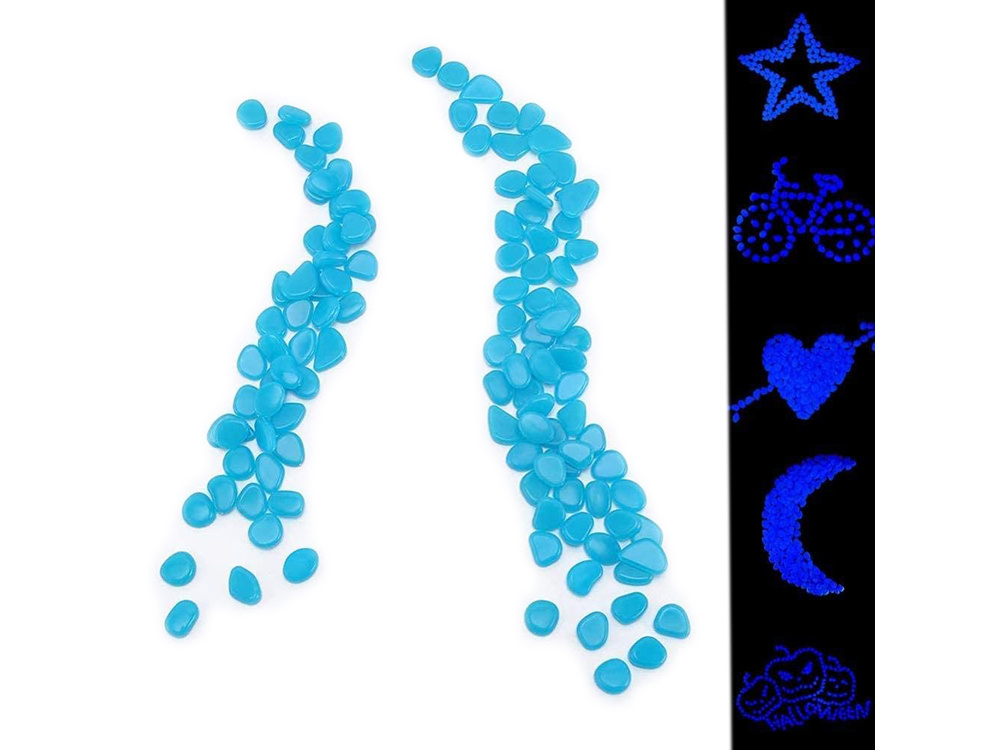 Fluorescent Lighting Stones, Glowing Pebbles, Blue, Pack of 100 (4)