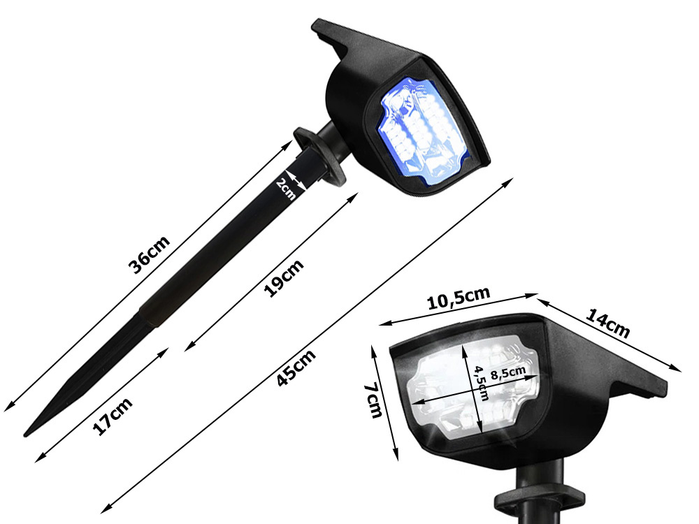 Solar garden LED light, stake mount, waterproof, multicolor (0)