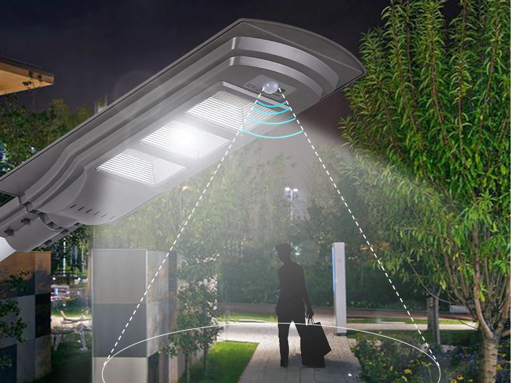 LED solar street lamp with remote, motion and dusk sensor, IP65 (0)
