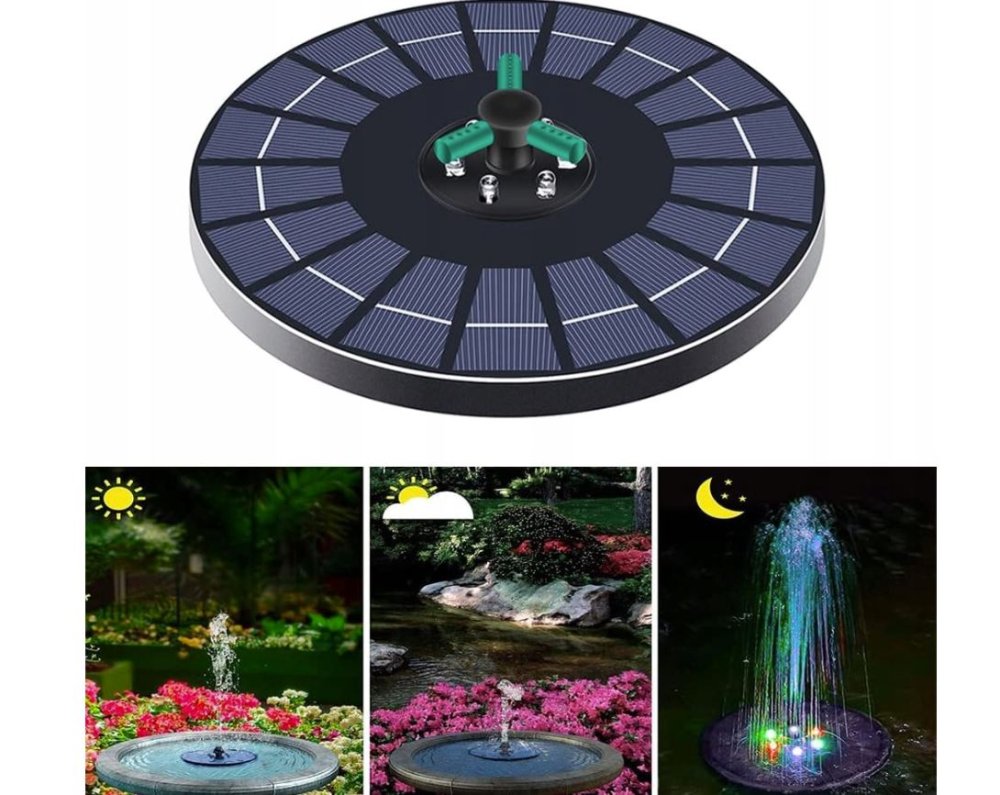 Floating Solar-Powered Fountain with RGB Lighting (3)