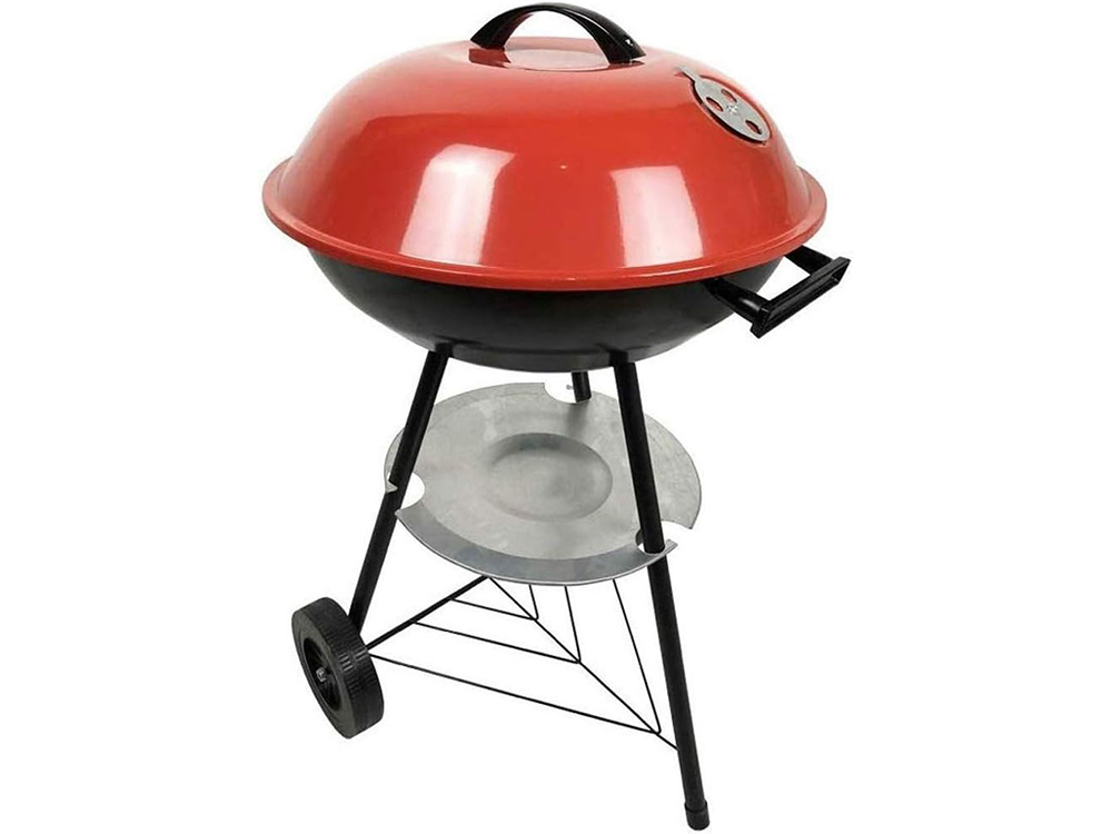 Portable Charcoal Garden Briquette Round Grill on Wheels with Lid (2)