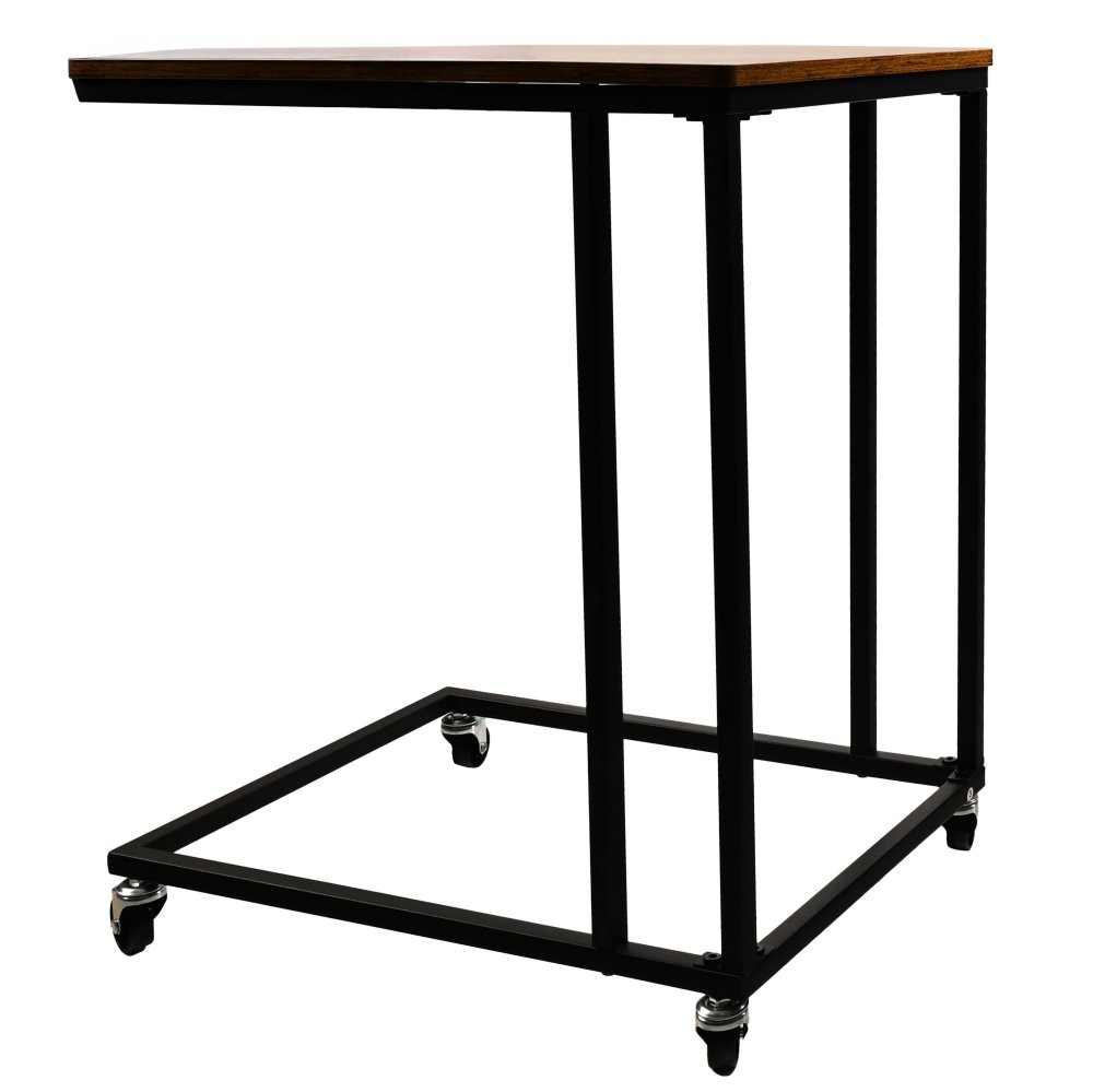 C-Shaped Side Table on Wheels for Laptop, Rolling End Table for Sofa and Bed (1)