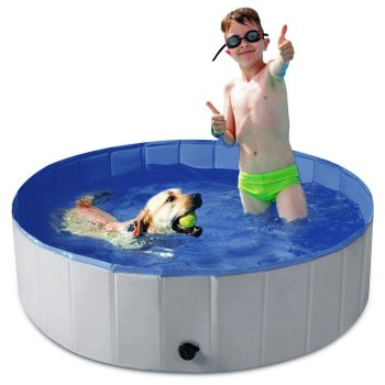 Foldable Dog Pool Collapsible Pet Bathing Tub for Dogs and Kids 80 x 30 cm