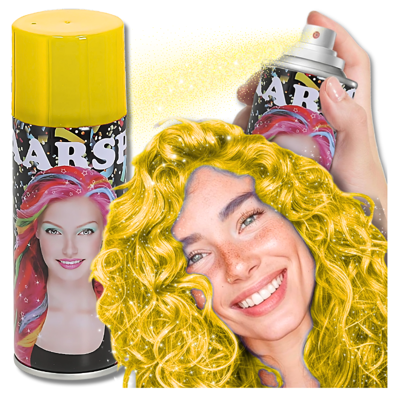 Temporary Glitter Hair Color Spray 250 ml, Yellow