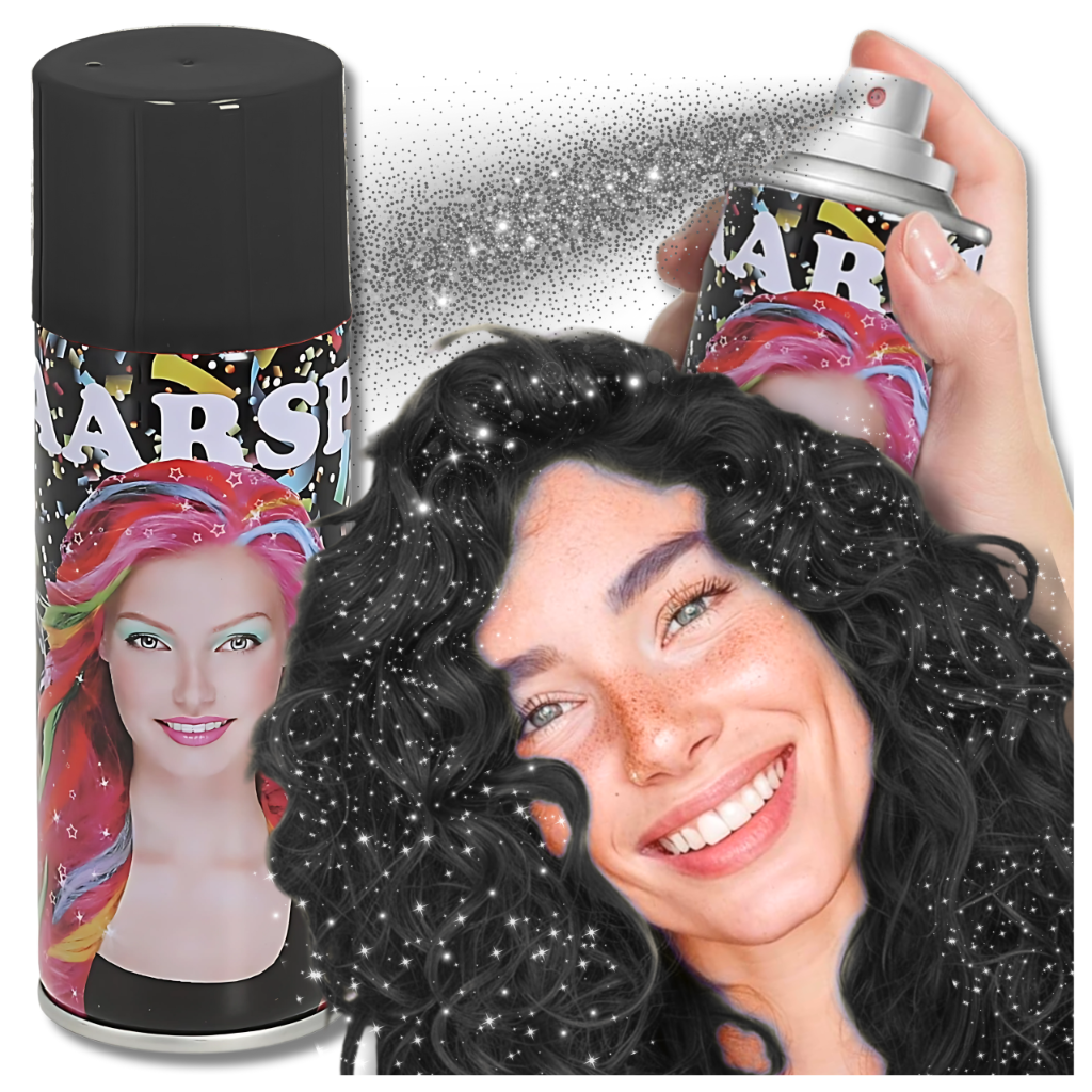 Temporary Hair Color Spray with Glitter 250 ml, Black