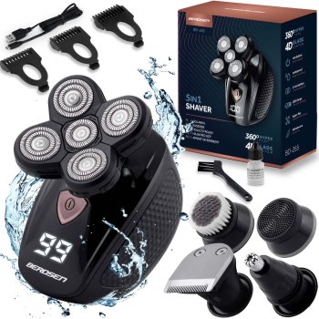 Electric Shaver for Men Berdsen BD-265 5-in-1 Grooming Kit, black